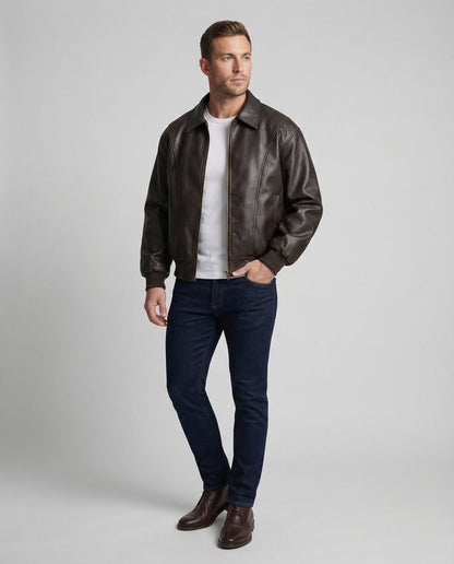 Herren Lederbomberjacke