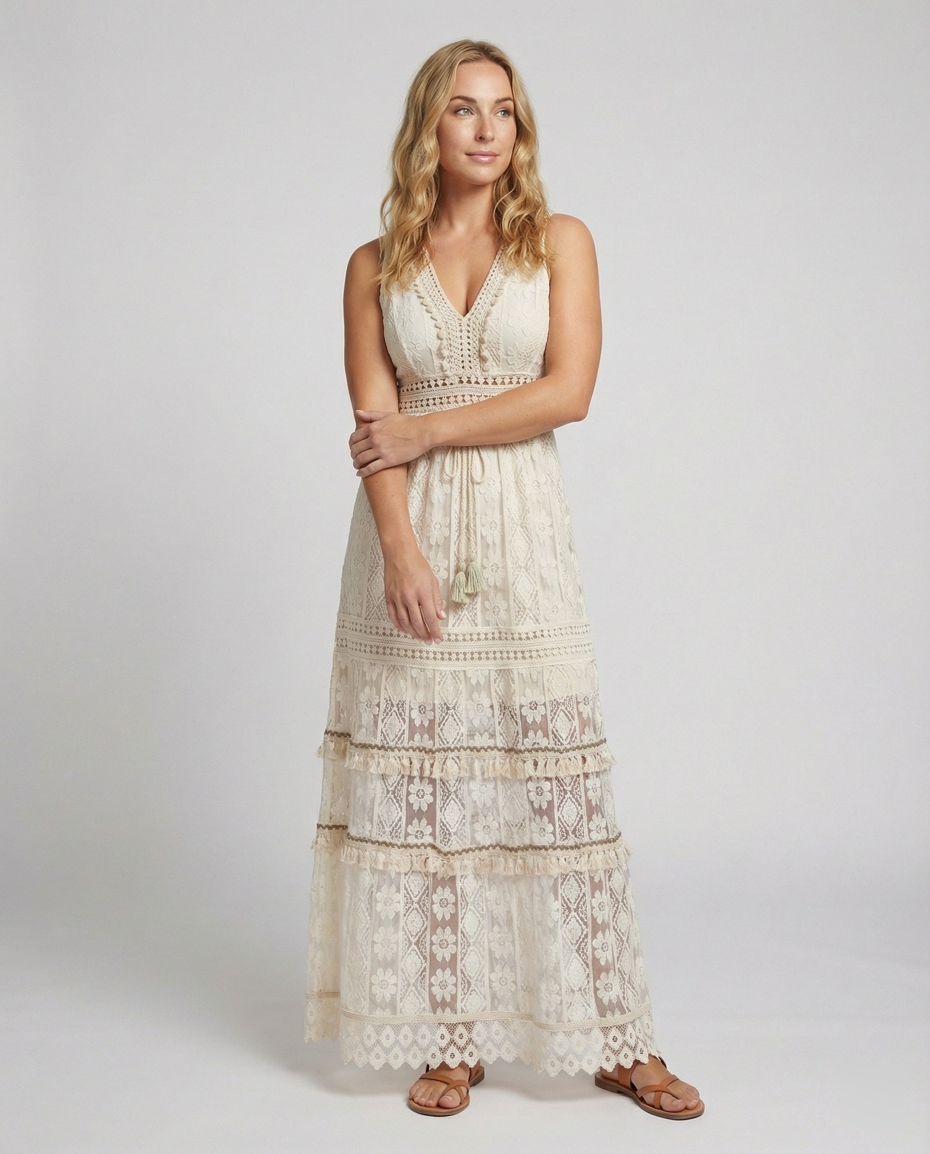 Eveloria Damen Boho Spitzenkleid Sommer - Eveloria