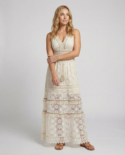 Eveloria Damen Boho Spitzenkleid Sommer - Eveloria