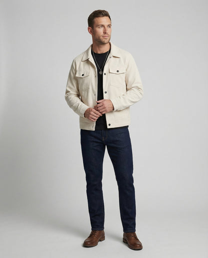 Herren Überhemdjacke Mit Druckknöpfen Baumwolle Blau