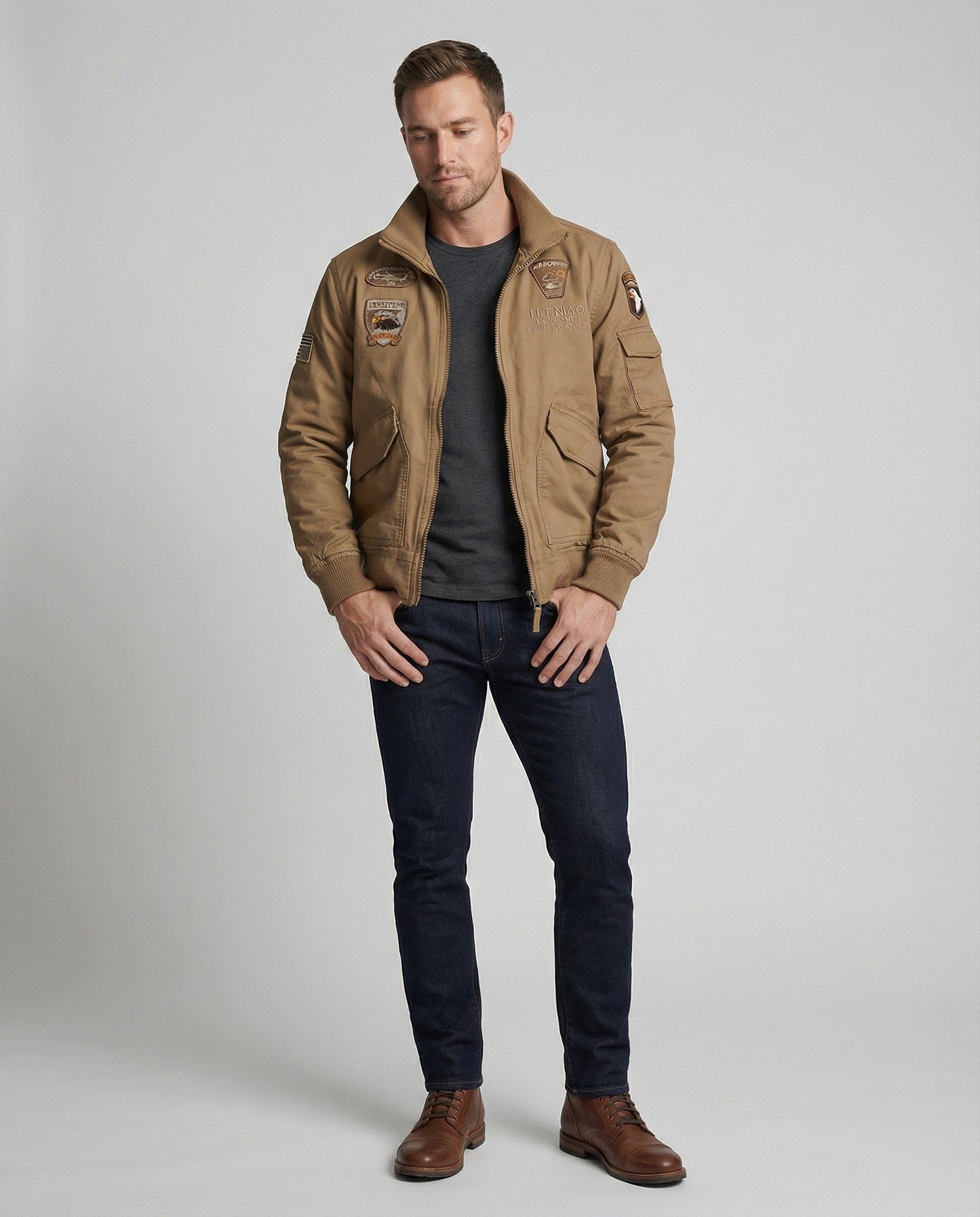 Herren Bomberjacke Militärstil