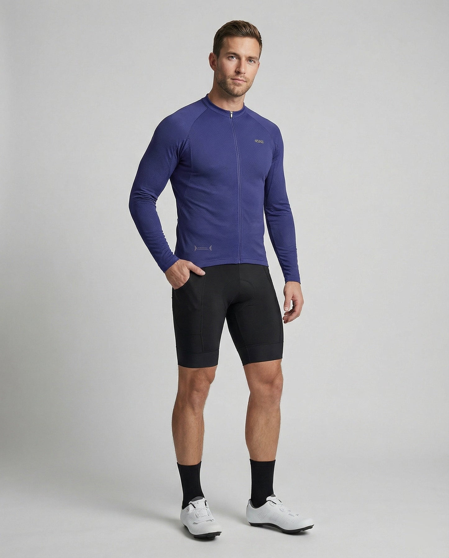 Herren Langarm Fahrradtrikot Mit Rückentaschen