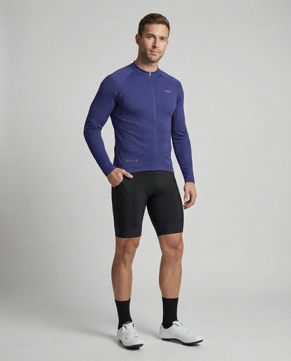 Herren Langarm Fahrradtrikot Mit Rückentaschen