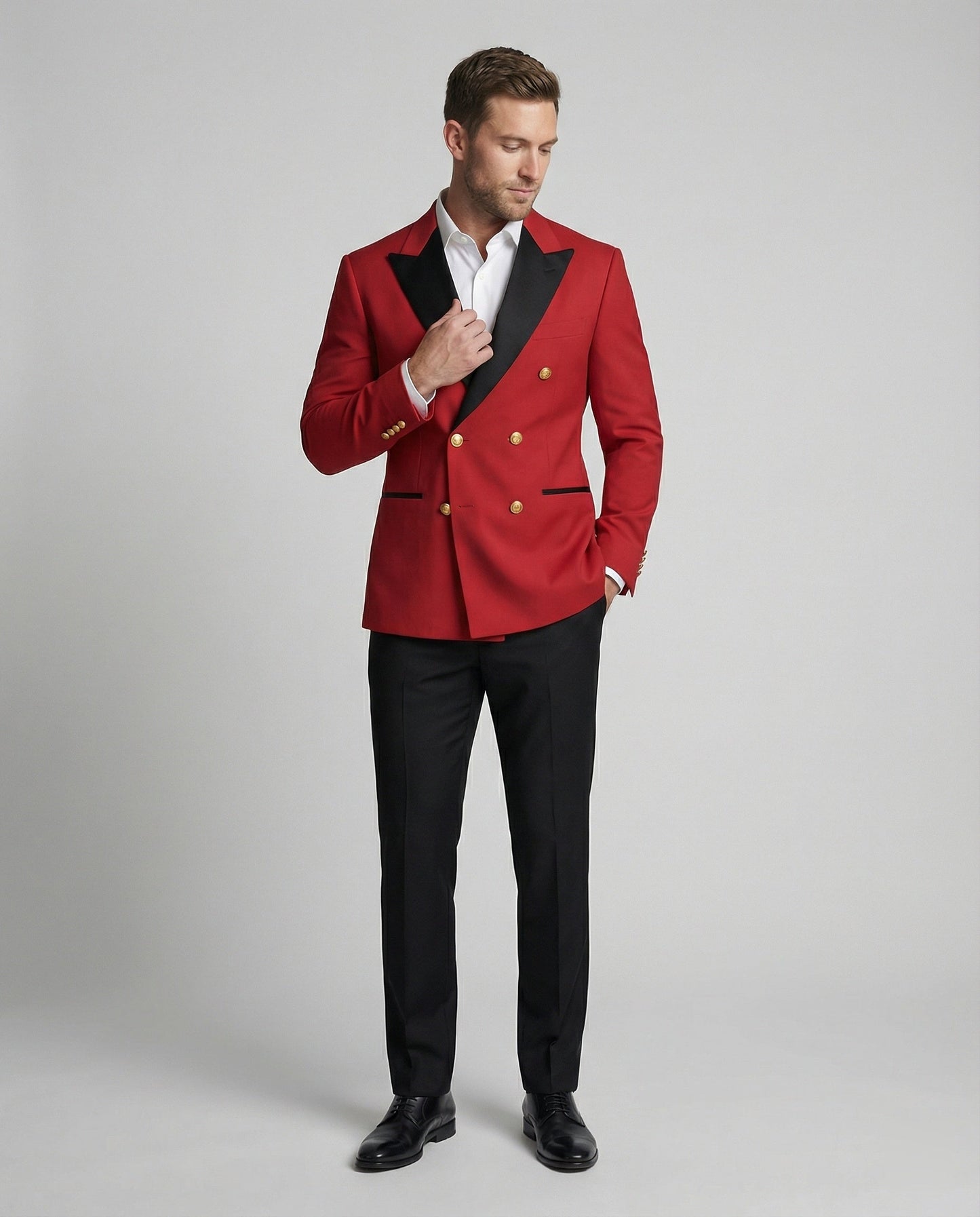 Herren Doppelreiher Blazer goldene Knöpfe Elegant