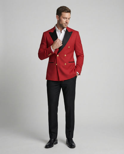 Herren Doppelreiher Blazer goldene Knöpfe Elegant