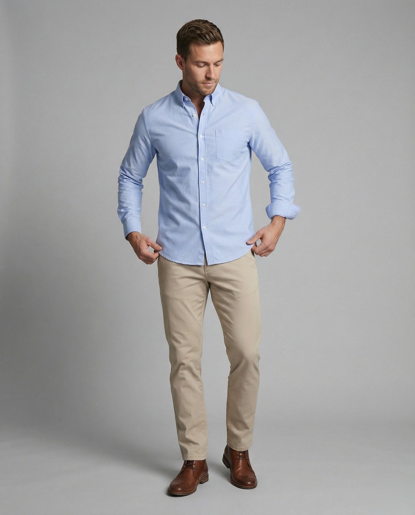 Herren Slim Fit Oxfordhemd Baumwolle Weiß