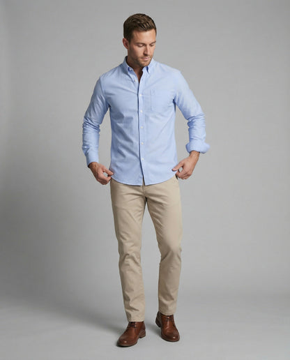 Herren Slim Fit Oxfordhemd Baumwolle Weiß