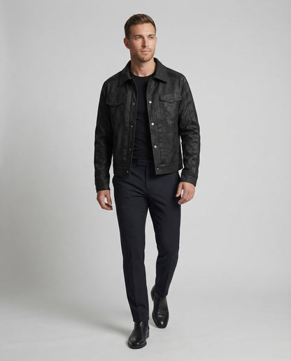 Herren Lederjacke Biker Kurz Lederschutzjacke