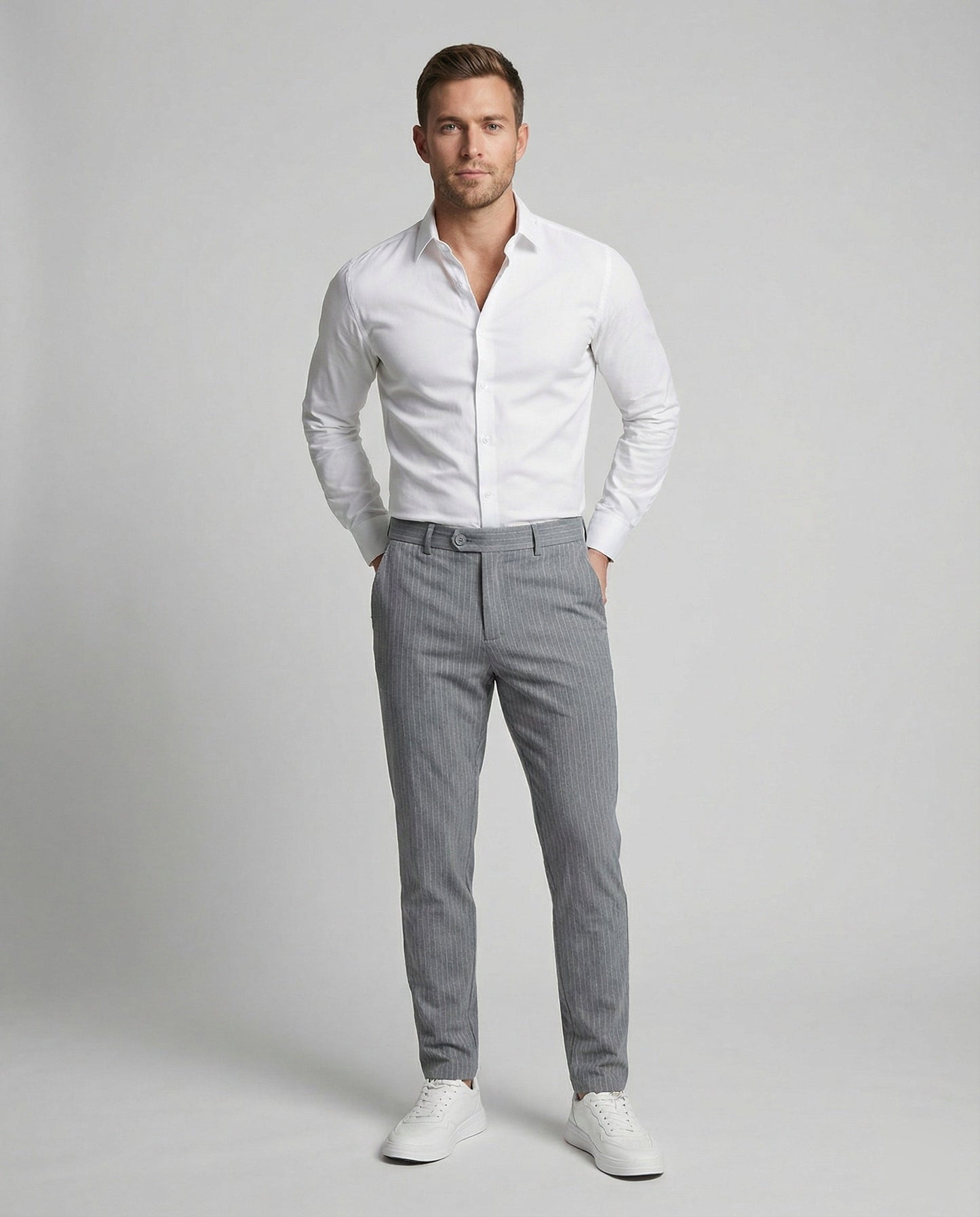 Herren Anzughose Nadelstreifen Stretch
