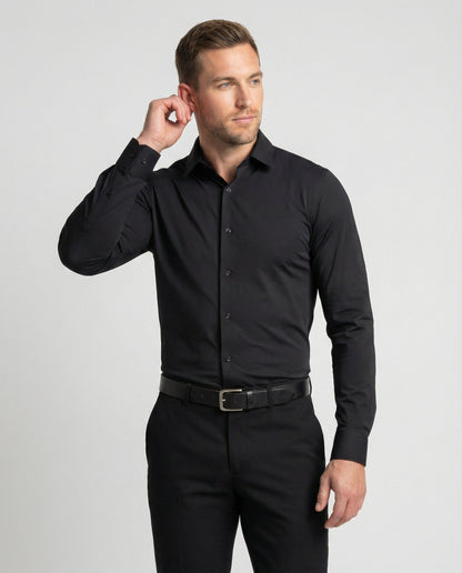 Herren Business Hemd Elastisch Stretch Baumwolle Weiß - Eveloria