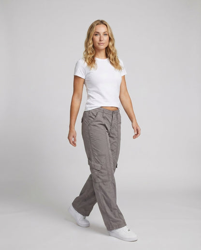 Damen Cargohose Tiefes Bein Ziernähte
