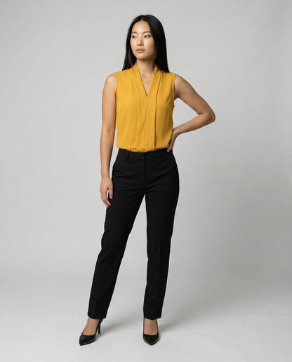 Damen Ärmelloses Sommertop Stoff Elegant Weißen - Eveloria