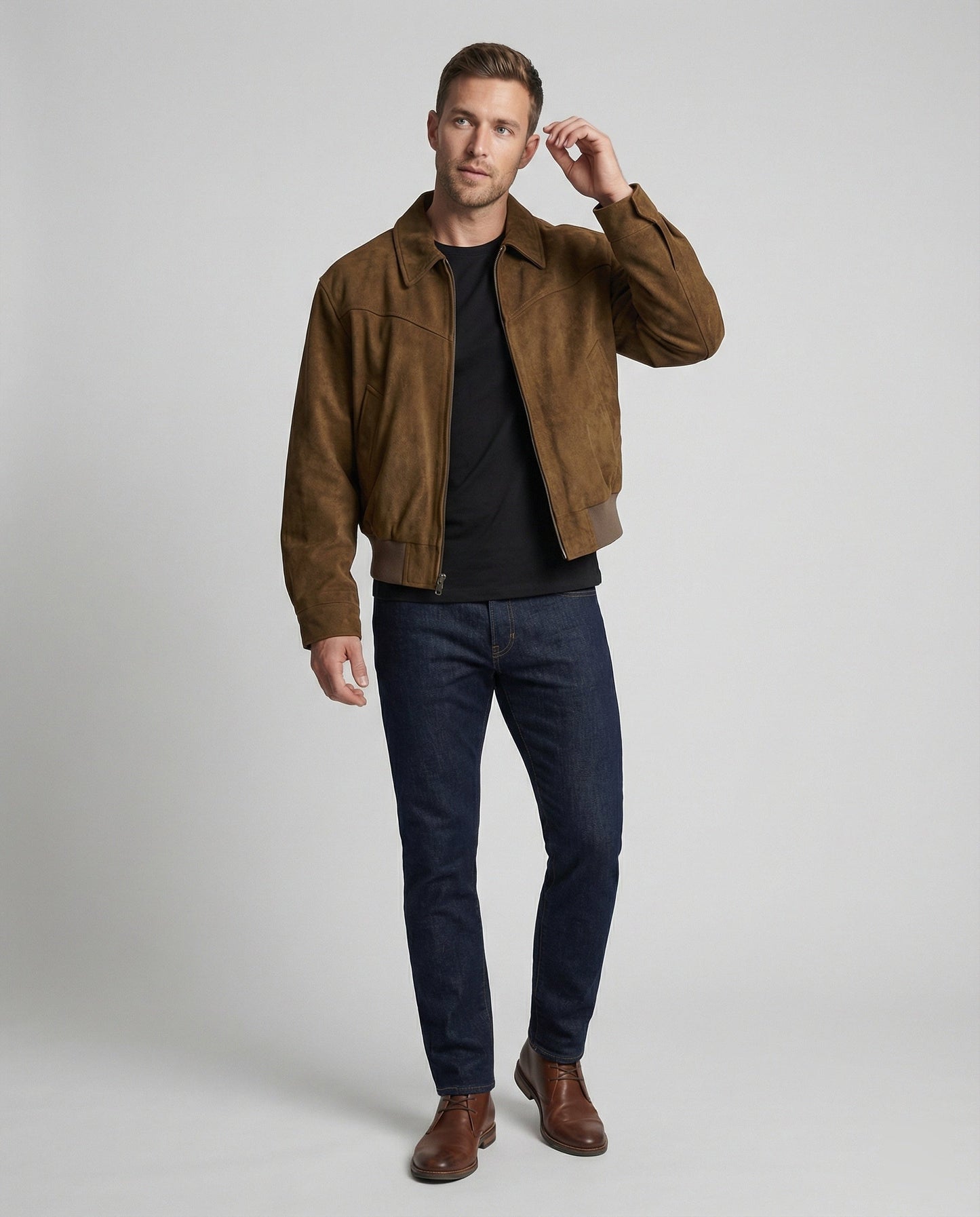 Herren Bomberjacke Veloursleder