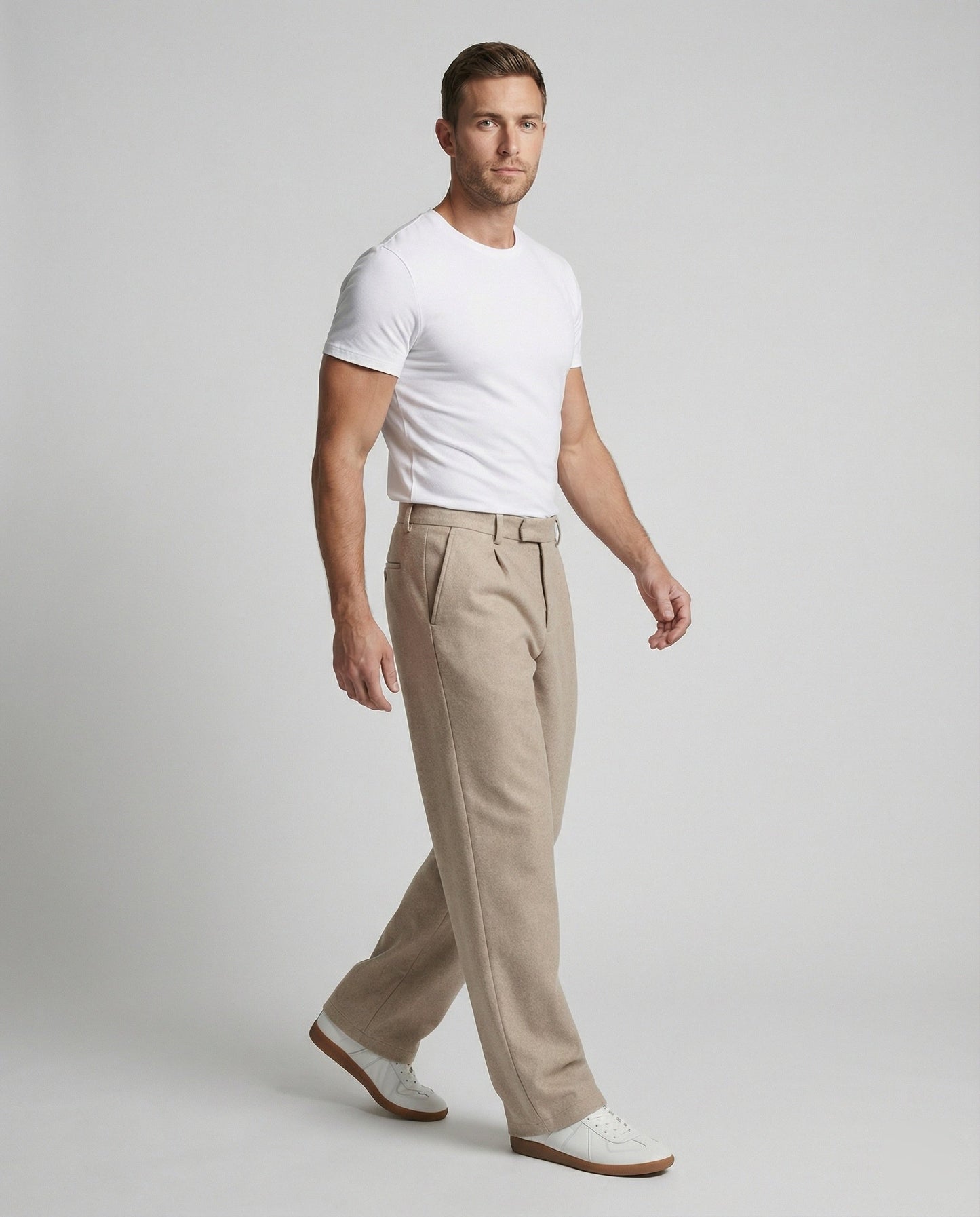 Herren Stoffhose Weit Gerade Bein