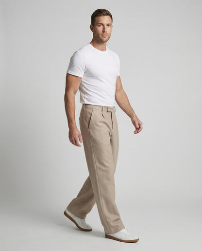 Herren Stoffhose Weit Gerade Bein