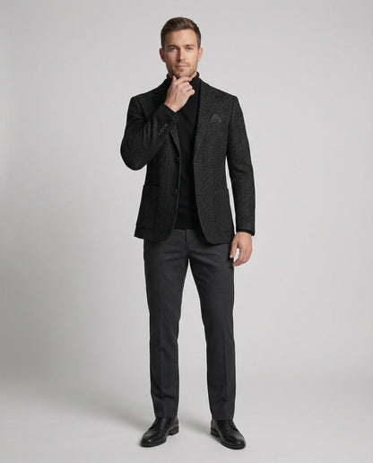 Herren Slim-Fit Sakko Tweed 2-Knopf