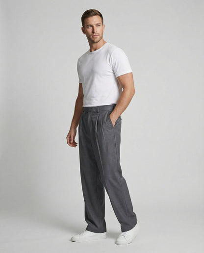 Herren Bundfaltenhose Weite Freizeithose