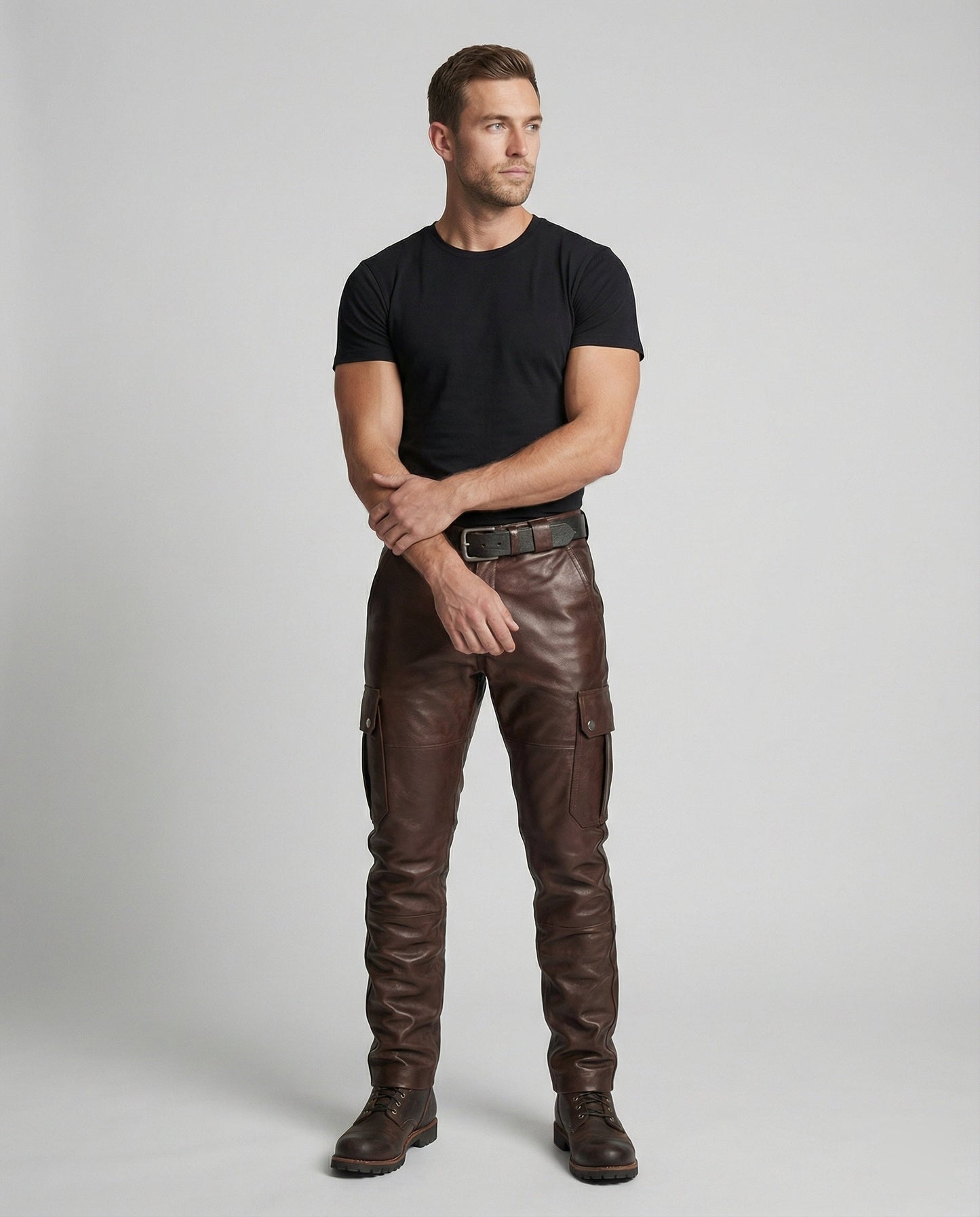 Herren Lederhose Cargo-Style mit Taschen