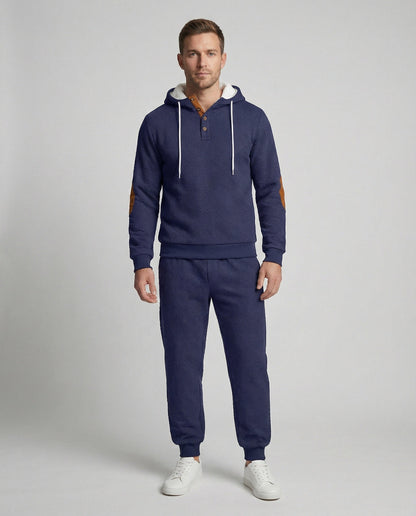 Herren Hoodie Jogginganzug Set Baumwolle Grau