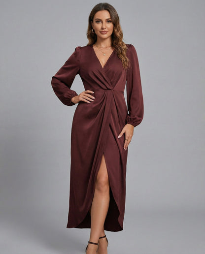 Elegantes Damen Wickelkleid Midi - Eveloria