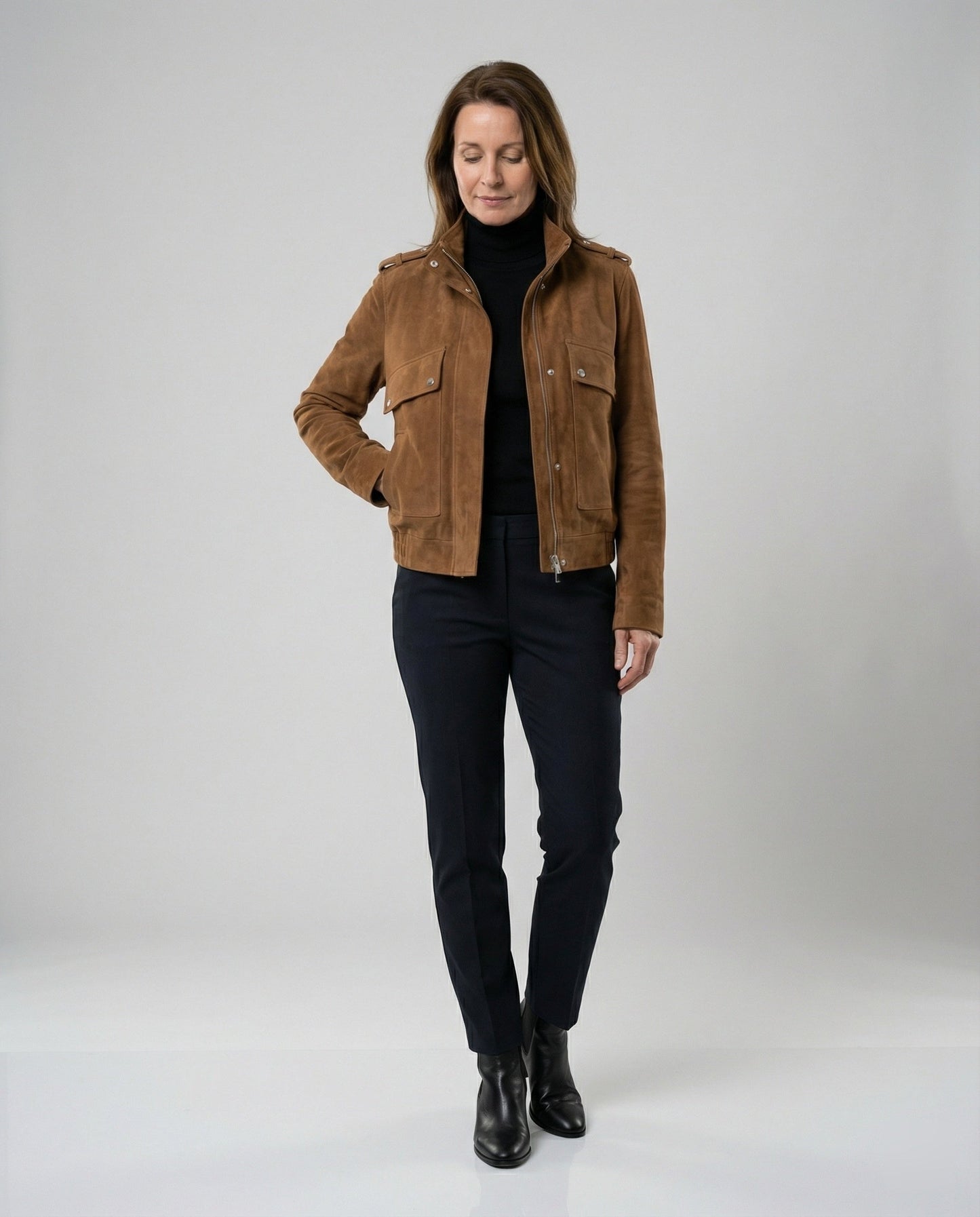Damen Wildleder Bomberjacke Freizeit
