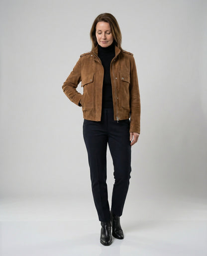 Damen Wildleder Bomberjacke Freizeit