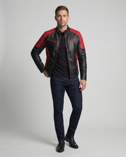 Herren Lederjacke Biker Stil
