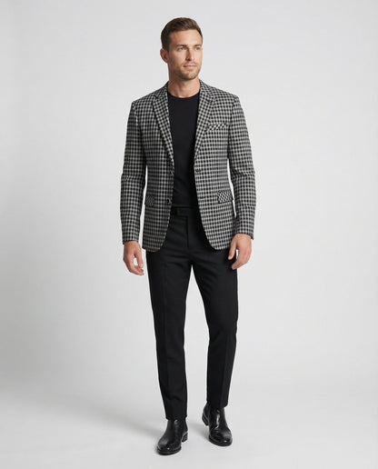 Herren Slim Fit Sakko Glencheck Einreiher