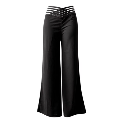 Eveloria Damen Flachbundhose Hochtailliert Überkreuzte Beine - Eveloria