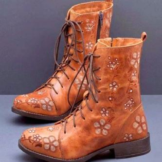 Eveloria Damen Retro-Stiefel Ethnische Stickerei - Eveloria