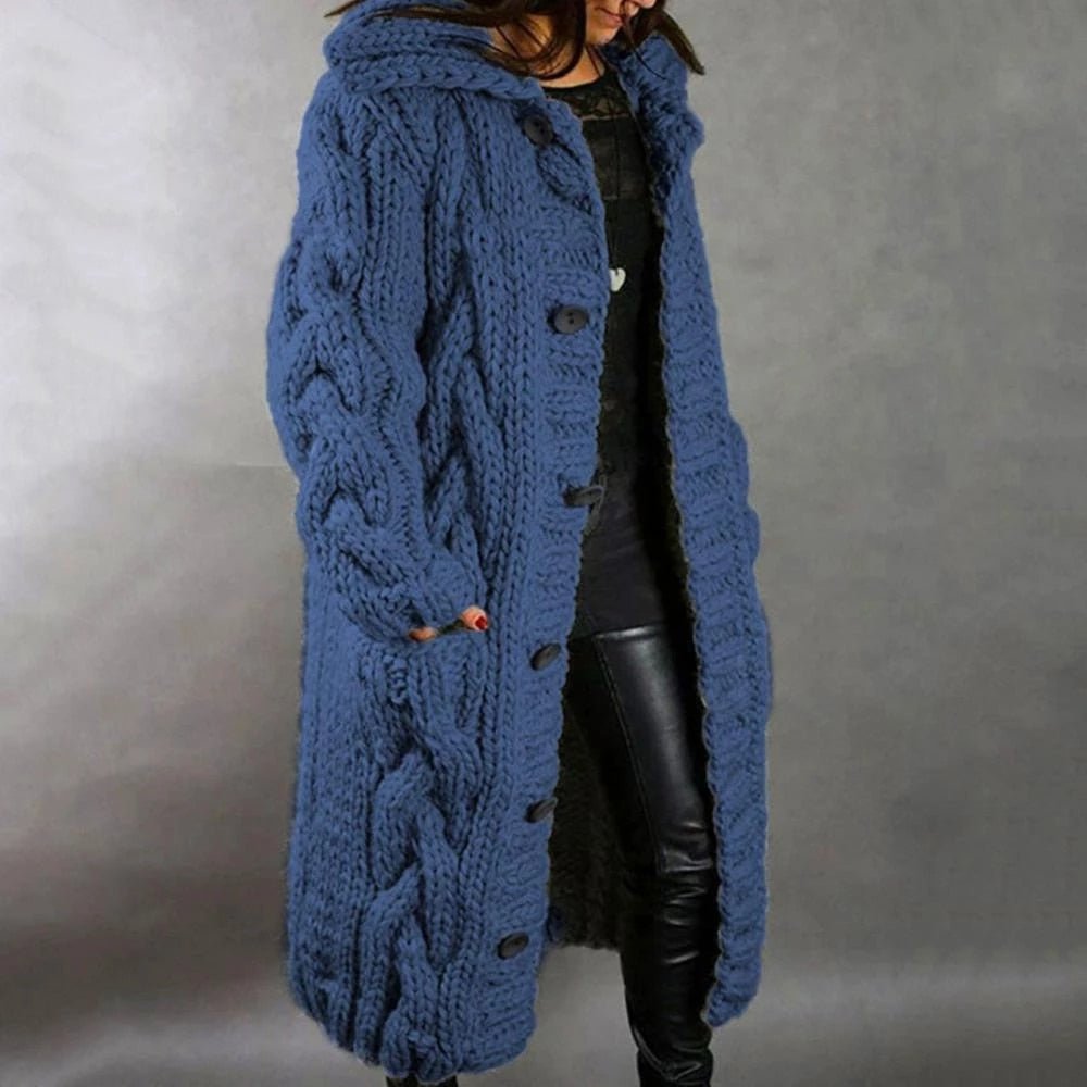 Damen Warmer Langer Strickcardigan Winter - Eveloria