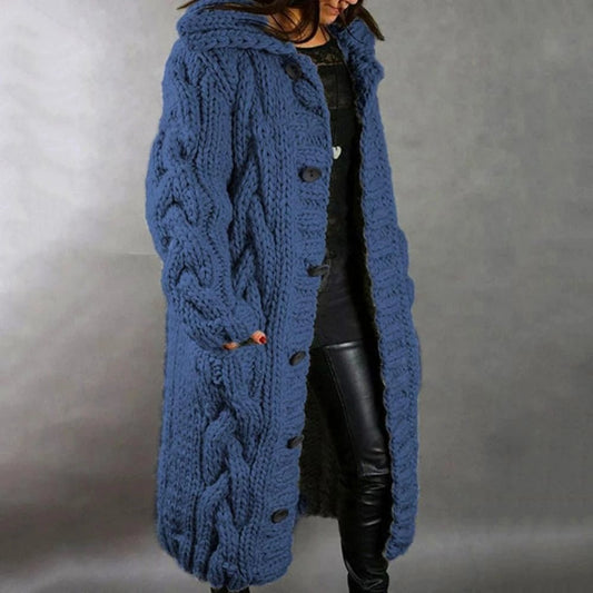 Damen Warmer Langer Strickcardigan Winter - Eveloria