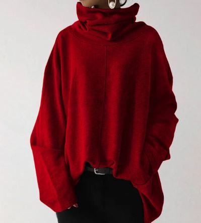 Eveloria Damen Langarm Turtleneck Sweatshirt mit Taschen