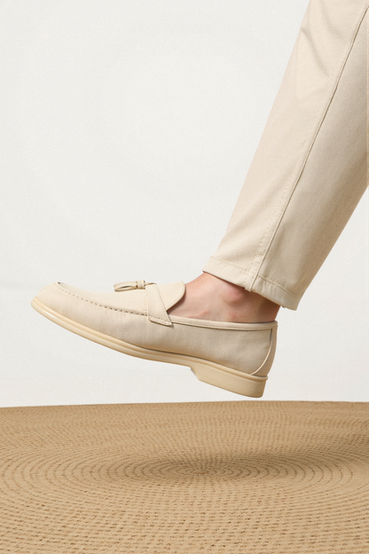 Damen Loafer Beige Quasten Elegant Komfortschuhe