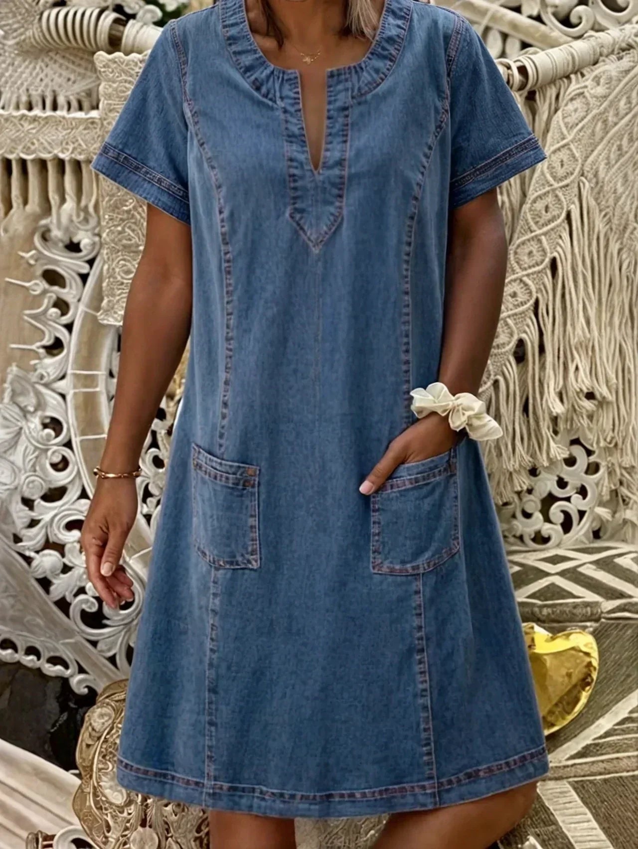 Damen Lässiges Sommerkleid mit Taschen - Eveloria