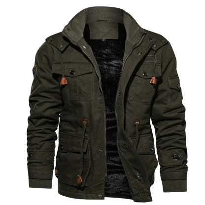 Herren Winterjacke Warm Gefüttert mit Kapuze, Mehreren Taschen,
