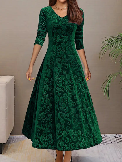 Damen Maxikleid Breiter Saum Falten Design