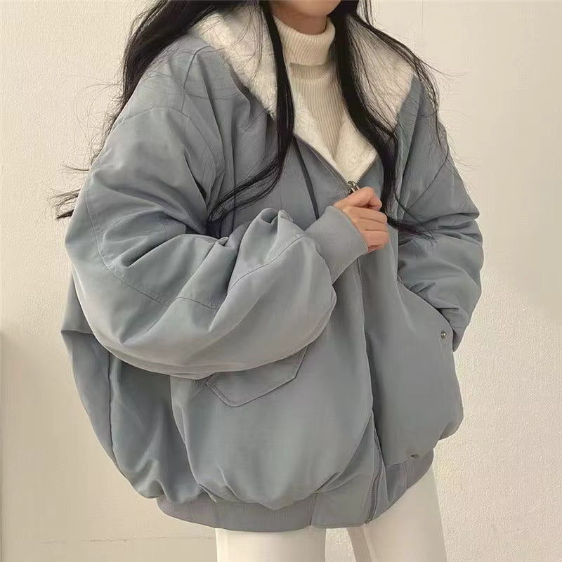 Damen Winterjacke Oversize Fleece-Innenfutter Kuschelig