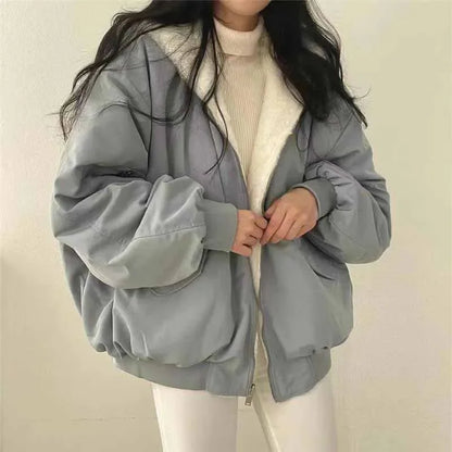 Damen Winterjacke Oversize Fleece-Innenfutter Kuschelig