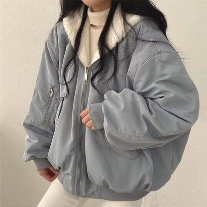 Damen Winterjacke Oversize Fleece-Innenfutter Kuschelig