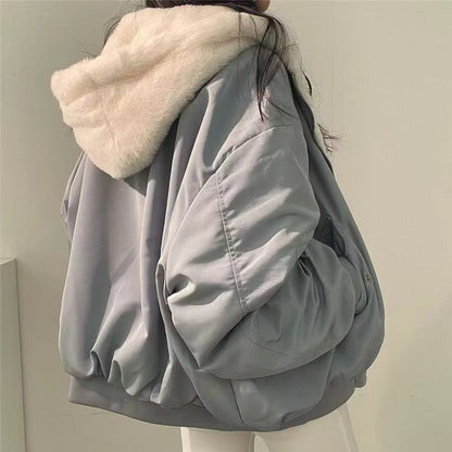 Damen Winterjacke Oversize Fleece-Innenfutter Kuschelig