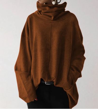 Eveloria Damen Langarm Turtleneck Sweatshirt mit Taschen