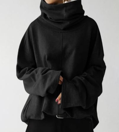 Eveloria Damen Langarm Turtleneck Sweatshirt mit Taschen