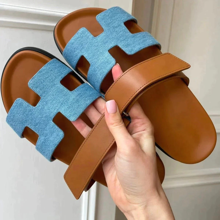 Damen Sommer Sandalen Verstellbarer Riemen Braun