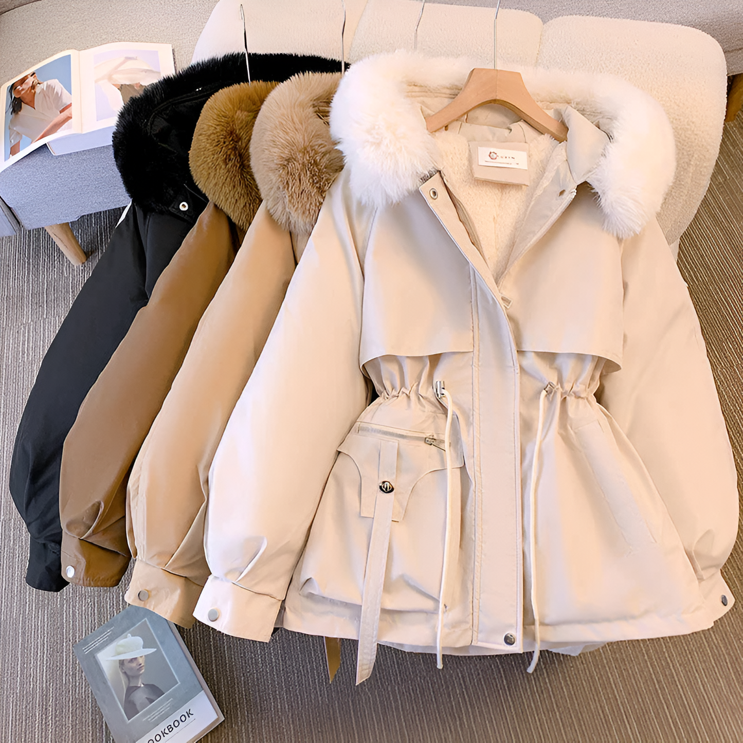 Damen Winterjacke Lange Kapuzen Warm - Eveloria
