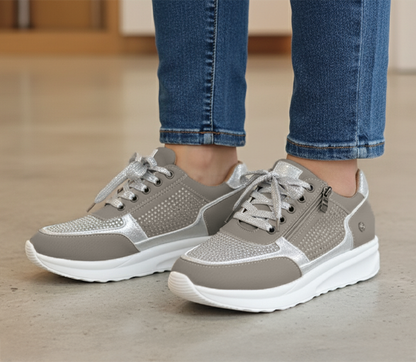 Damen Plattform Sneaker Schnürschuhe