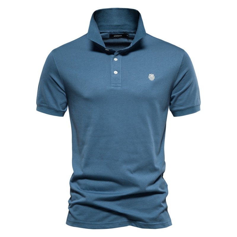 Herren Klassisches Polo-Shirt Minimale Knöpfe Weiß