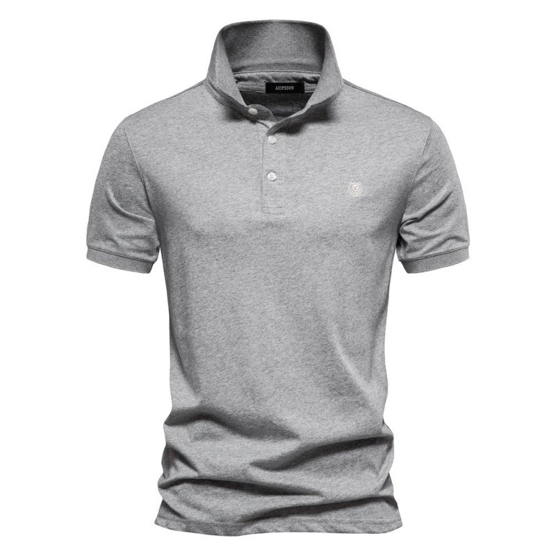 Herren Klassisches Polo-Shirt Minimale Knöpfe Weiß