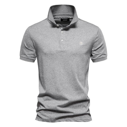Herren Klassisches Polo-Shirt Minimale Knöpfe Weiß