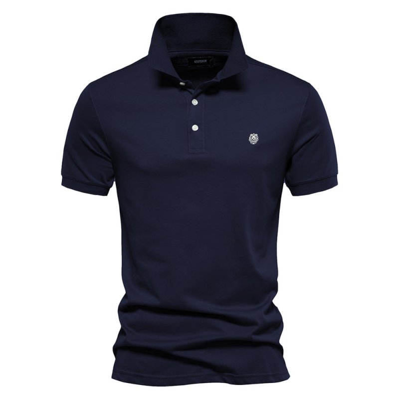 Herren Klassisches Polo-Shirt Minimale Knöpfe Weiß